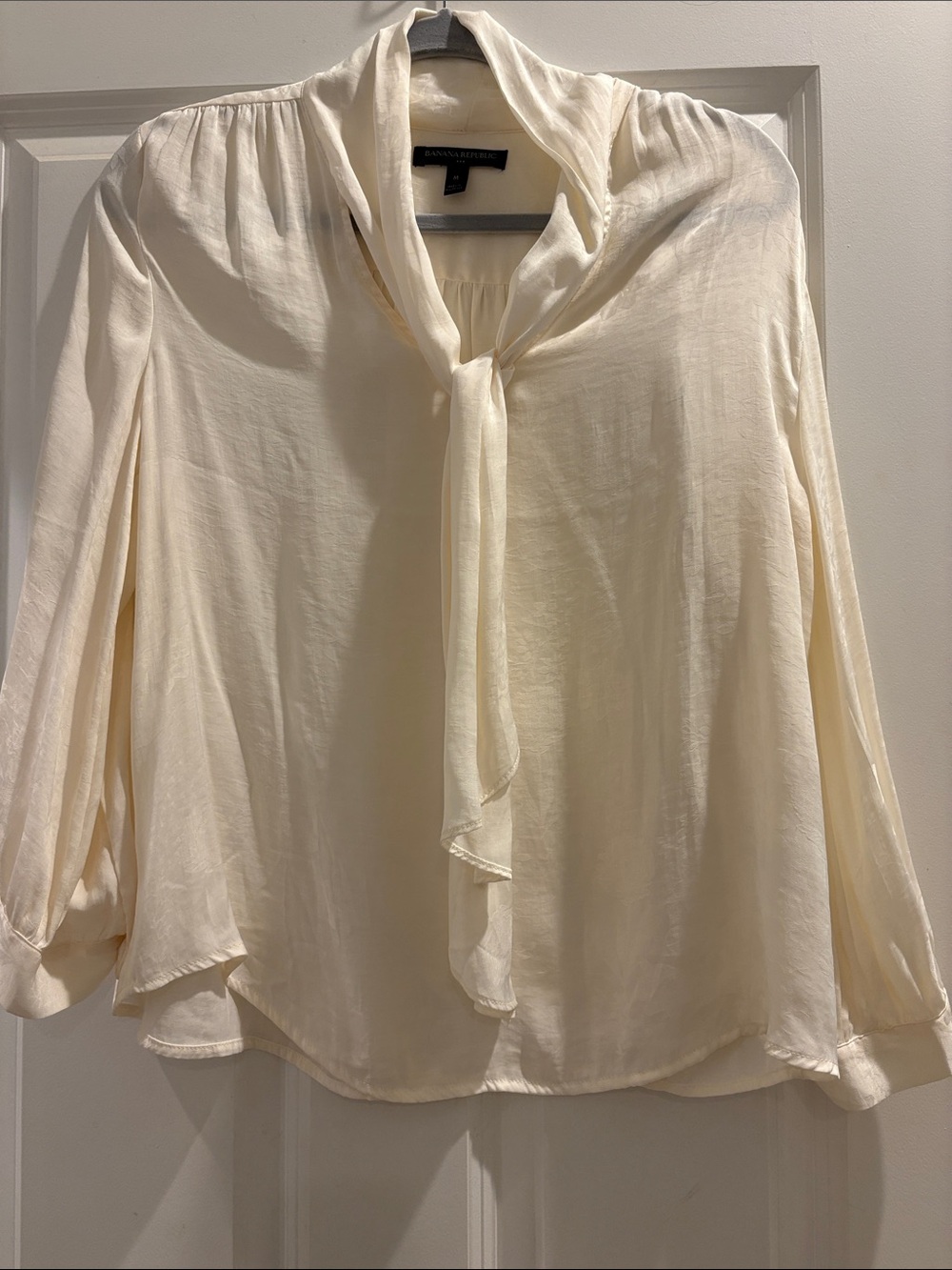 Banana Republic Ivory Tie-Neck Blouse - Lightweight Women's Top